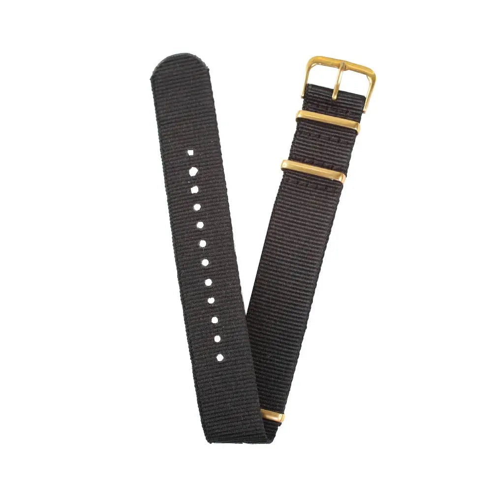 20mm Fabric strap (Black) with Gold Buckle