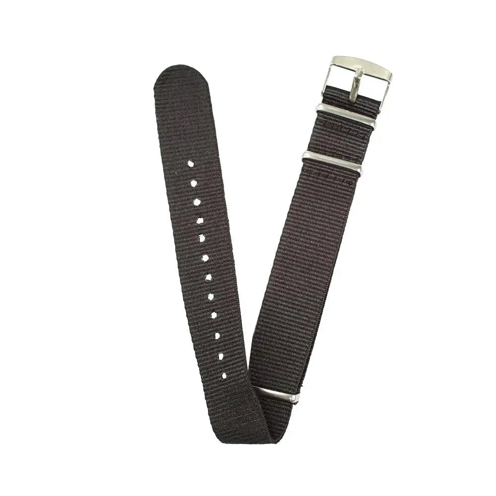 20mm Fabric strap (Black) with Silver Buckle