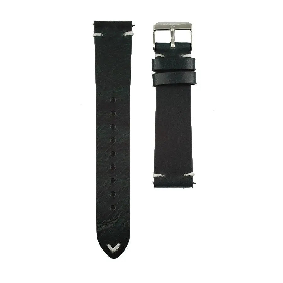 20mm Leather Strap with in-built spring bar (Black)