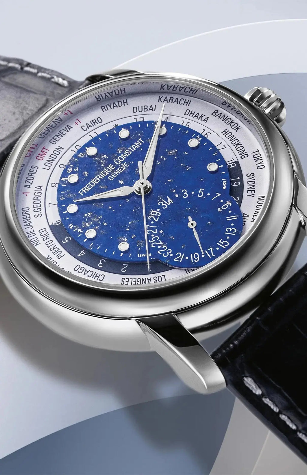 Frederique Constant Manufacture Classic Worldtimer Lapis dial 42mm FC-718LA4H6