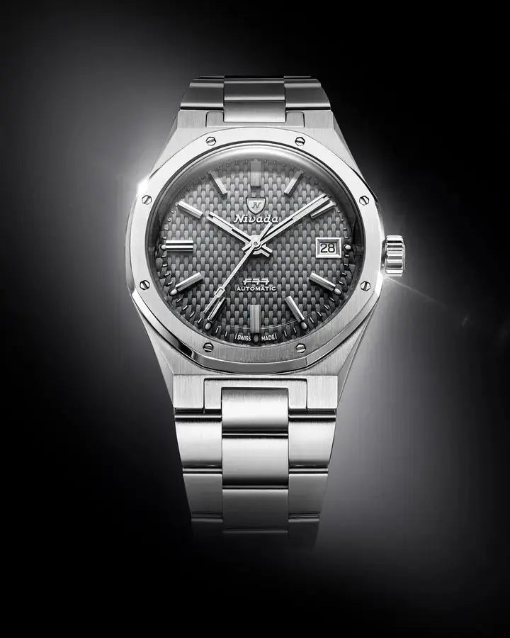 NIVADA GRENCHEN AUTOMATIC F77 GREY WEAVE 38MM 68044A77