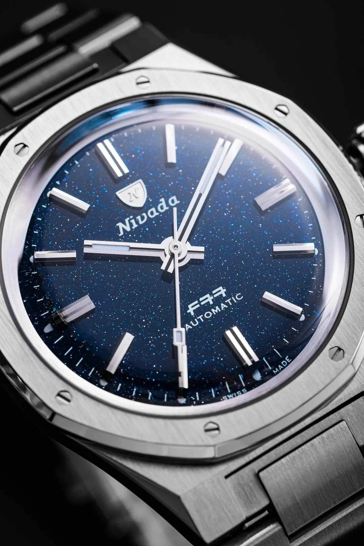 NIVADA GRENCHEN AUTOMATIC F77 STAINLESS STEEL DARK BLUE AVENTURINE 37MM 68010A77