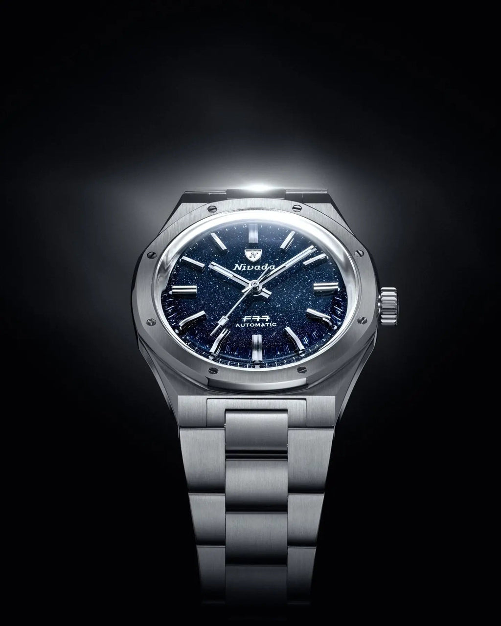 NIVADA GRENCHEN AUTOMATIC F77 STAINLESS STEEL DARK BLUE AVENTURINE 37MM 68010A77