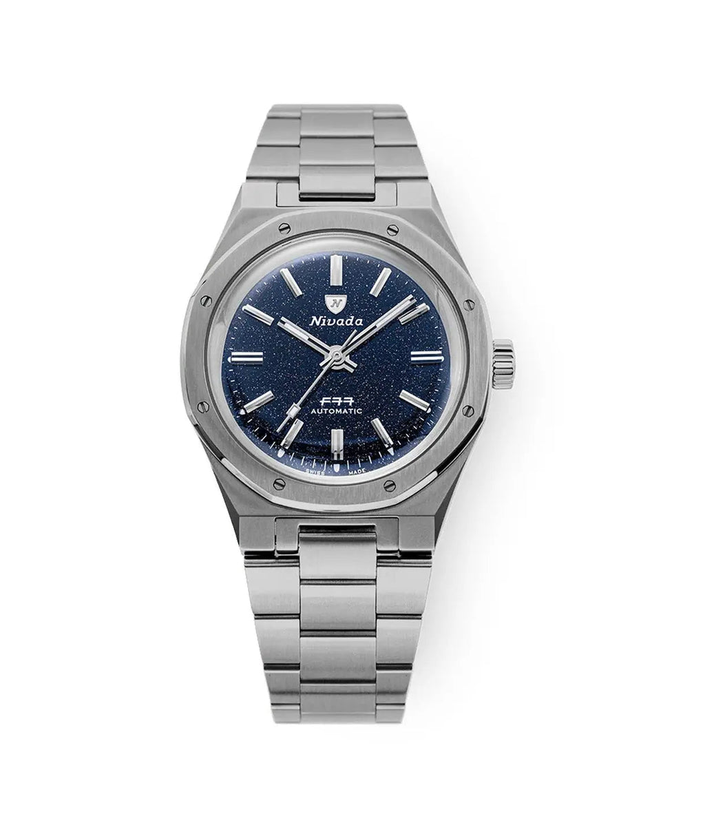 NIVADA GRENCHEN AUTOMATIC F77 TITANIUM DARK BLUE AVENTURINE MK1 37MM 68018A77