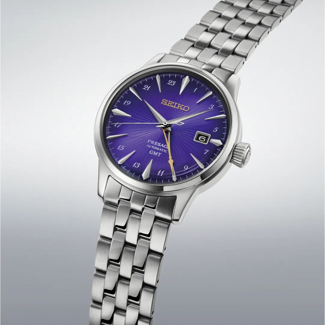 SEIKO WATCH PRESAGE COCKTAIL TIME GMT "EDO PURPLE" 145TH ANNIVERSARY LIMITED EDITION 40.5MM HCB006J1