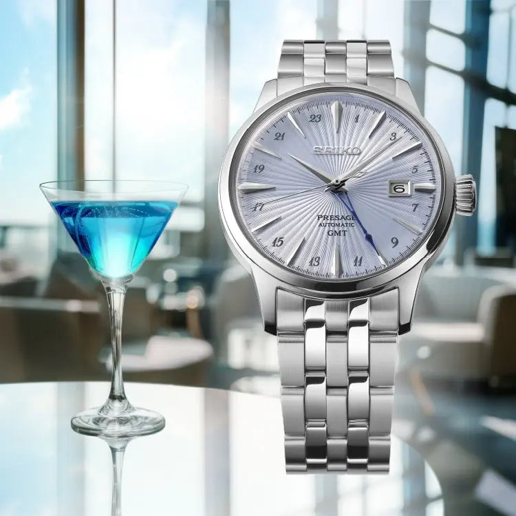 SEIKO WATCH PRESAGE ‘SKYDIVING’ COCKTAIL TIME GMT 40.5MM SSK037J1