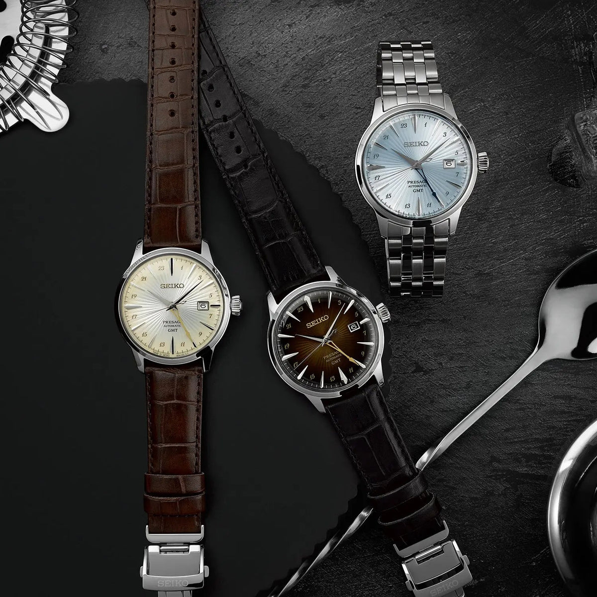 SEIKO WATCH PRESAGE ‘SKYDIVING’ COCKTAIL TIME GMT 40.5MM SSK037J1