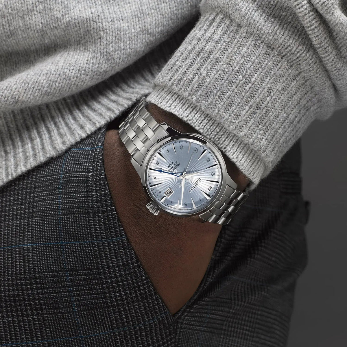 SEIKO WATCH PRESAGE ‘SKYDIVING’ COCKTAIL TIME GMT 40.5MM SSK037J1