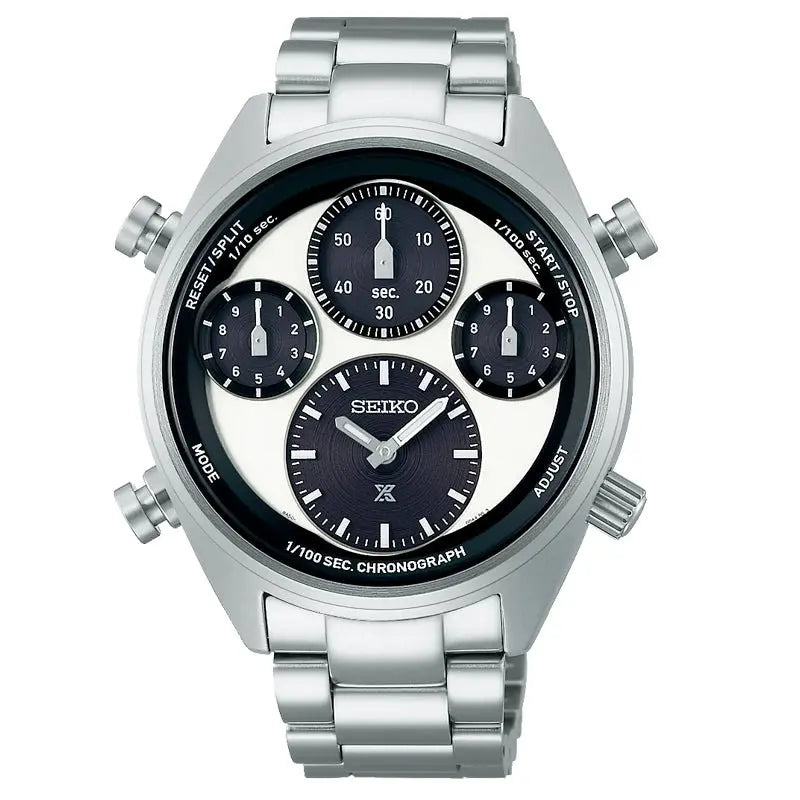 SEIKO WATCH PROSPEX 42MM SFJ001P1 ‘PANDA’ ONE HUNDREDTH OF A SECOND SPEEDTIMER SOLAR CHRONOGRAPH