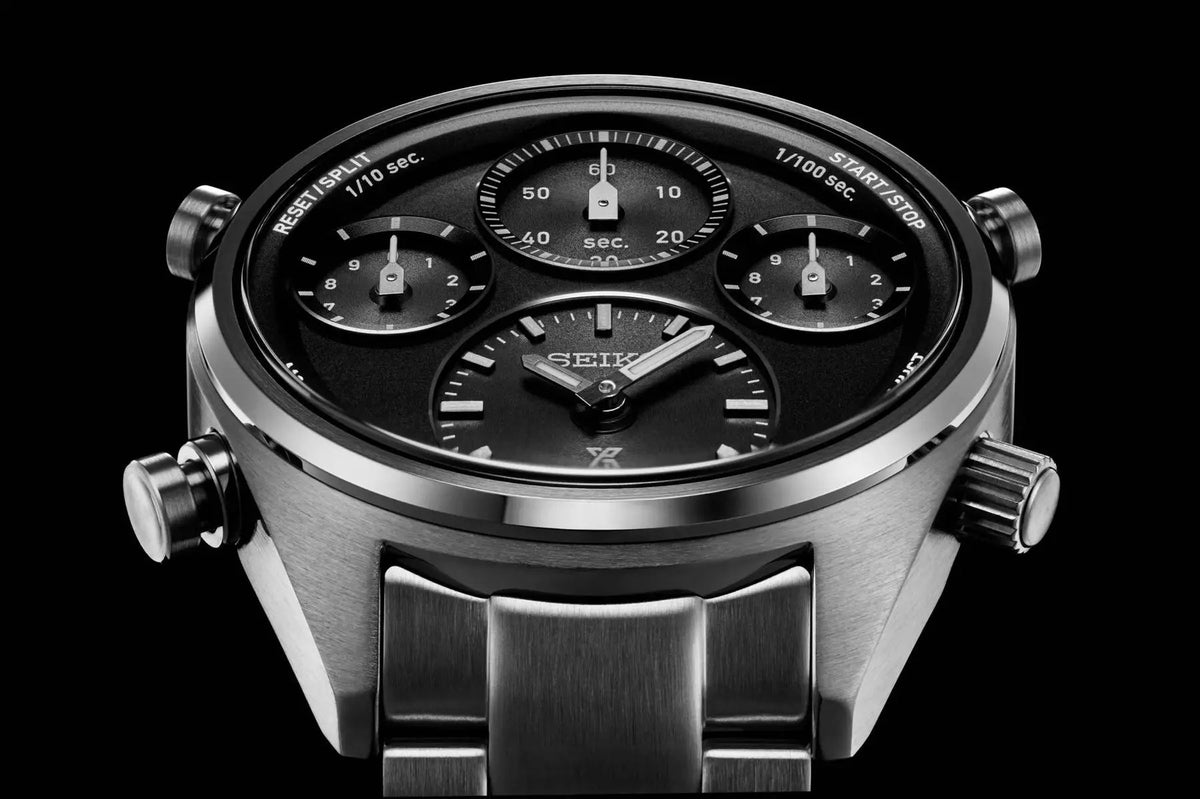 SEIKO WATCH PROSPEX 42MM SFJ003P1 ‘BLACK ON BLACK’ ONE HUNDREDTH OF A SECOND SPEEDTIMER SOLAR CHRONOGRAPH