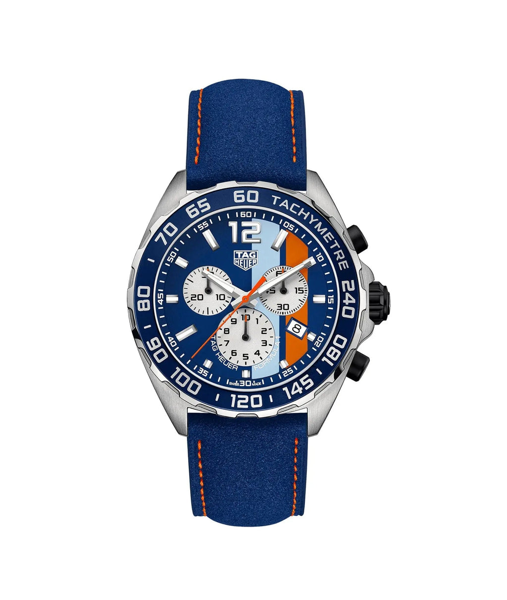TAG Heuer Formula 1 Chronograph 43mm Leather Watch CAZ101N.FC8243